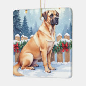 Bullmastiff Winter Forest Holly Christmas Art Keramisch Ornament (Links)
