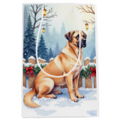 Bullmastiff Winter Forest Holly Christmas Art Medium Cadeauzakje (Voorkant)