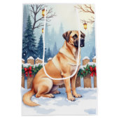Bullmastiff Winter Forest Holly Christmas Art Medium Cadeauzakje (Achterkant)