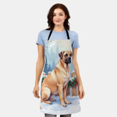 Bullmastiff Winter Forest Holly Christmas Art Schort (Gedragen)