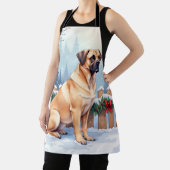 Bullmastiff Winter Forest Holly Christmas Art Schort (Insitu)