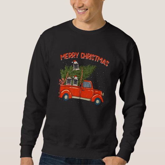 Bullmastiff Xmas  Red Pickup Retro Truck Trui (Voorkant)