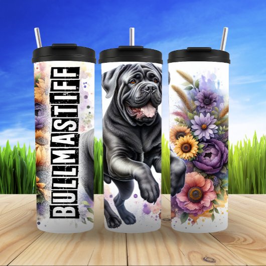 Bullmastiff's Gentle Floral Gallop Thermosbeker