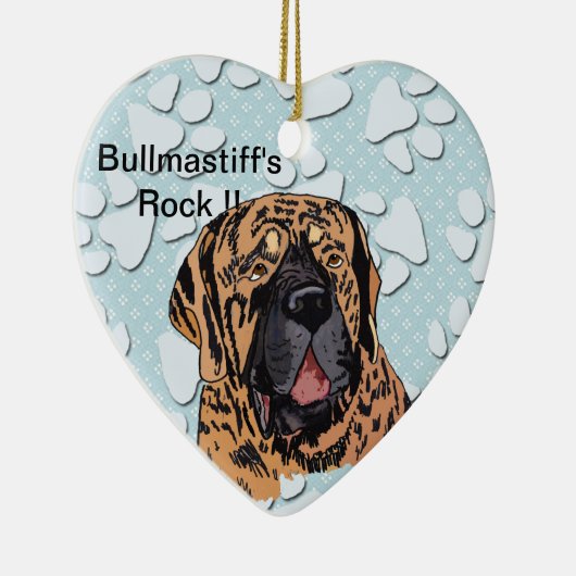 Bullmastiff's Rock! - Brindle Face Keramisch Ornament (Rechts)