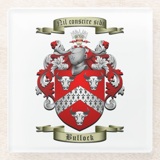 Bullock wapenschild glazen onderzetter (Voorkant)