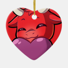 Bullpew-Chat Liefde Keramisch Ornament