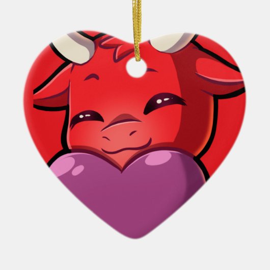 Bullpew-Chat Love Keramisch Ornament (Voorkant)