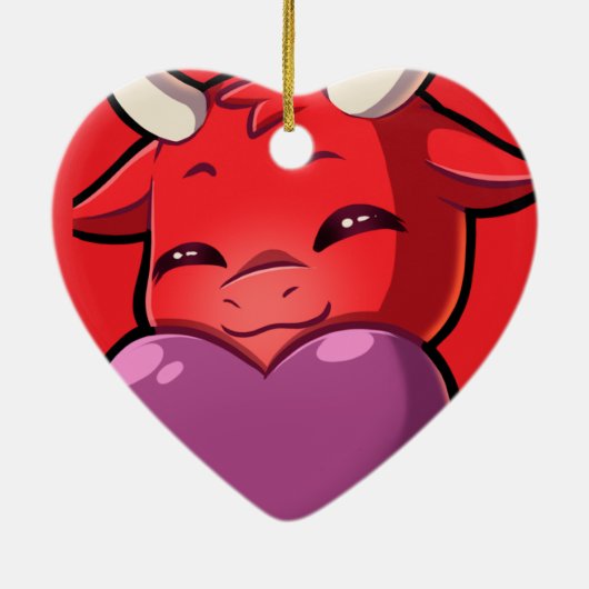 Bullpew-Chat Love Keramisch Ornament (Achterkant)