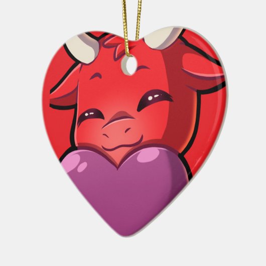 Bullpew-Chat Love Keramisch Ornament (Links)