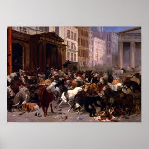 Bulls and Beren in the Market, 1879 Poster
