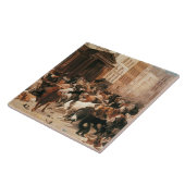 Bulls en Beren op de beurs (W.H. Beard) Tegeltje (Zijkant)