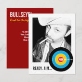 Bulls Eye 40th Birthday Custom Photo Invitation Kaart (Voorkant / Achterkant)