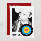 Bulls Eye 50th Birthday Invitation Target Kaart (Voorkant / Achterkant)