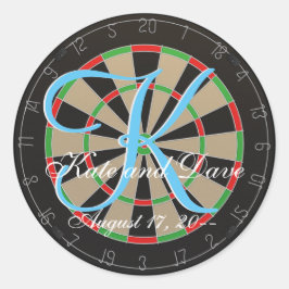 Bulls-eye Dartboard 3d Monogram Dart Bruiloft Favo Ronde Sticker