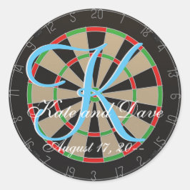 Bulls-eye Dartboard 3d Monogram Dart Bruiloft Favo Ronde Sticker