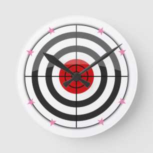 Bulls Eye Pink Star Ronde Klok