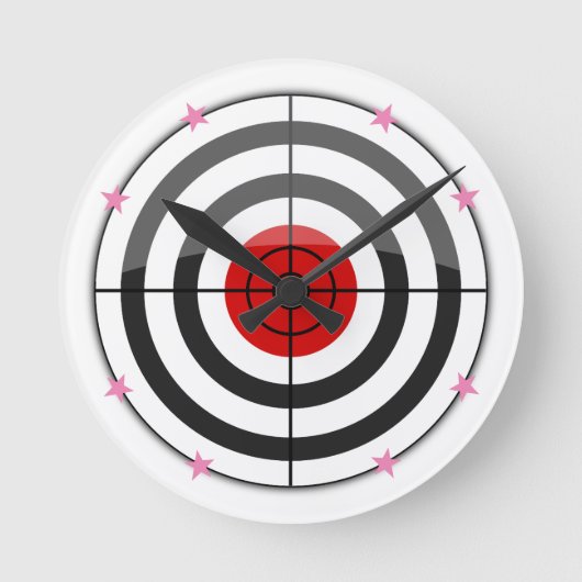 Bulls Eye Pink Star Ronde Klok (Voorkant)