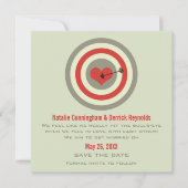 Bull's-Eye Save the Date Invite, Grey & Red (Voorkant)