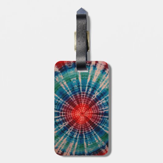Bulls Eye Tie Dye Uniek Bagagelabel (Achterkant verticaal)