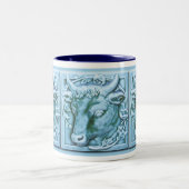 Bull's Head Majolica Geïnspireerde Art Coffee-Mok Tweekleurige Koffiemok (Center)