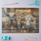 Bulls-Koeien in een Westerne Saloon Decoupage Tissuepapier (Craft)