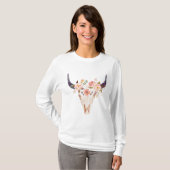 Bullschedel met bloemkroon t-shirt (Voorkant volledig)