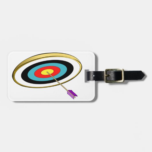 Bullseye boogschieten doel met pijl raken centrum bagagelabel (Voorkant horizontaal)