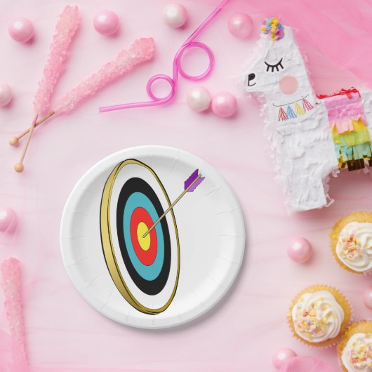 Bullseye boogschieten doel met pijl raken centrum papieren bordje (Feest)