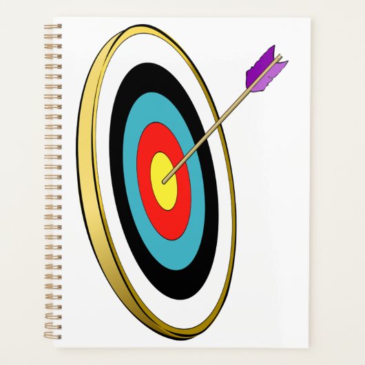 Bullseye boogschieten doel met pijl raken centrum planner (Voorkant)