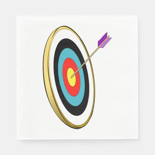 Bullseye boogschieten doel met pijl raken centrum servet (Voorkant)