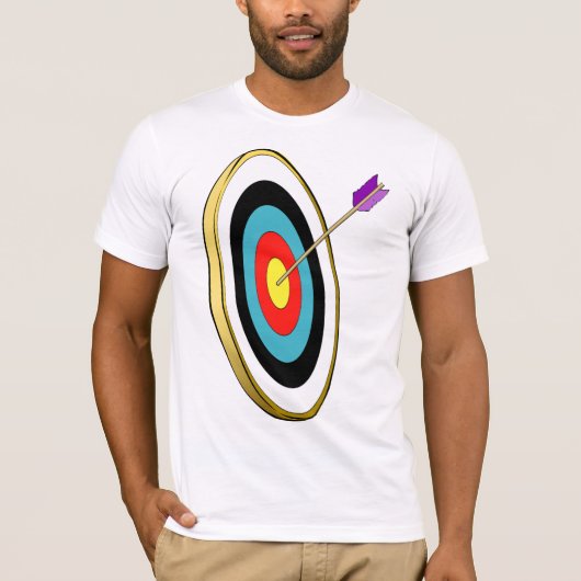 Bullseye boogschieten doel met pijl raken centrum t-shirt (Voorkant)
