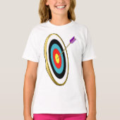 Bullseye boogschieten doel met pijl raken centrum t-shirt (Voorkant)