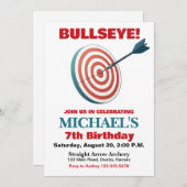 Bullseye Boogschieten Verjaardagsfeest Uitnodiging (Voorkant / Achterkant)