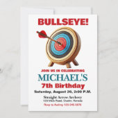 Bullseye Boogschieten Verjaardagsfeest Uitnodiging (Voorkant)