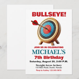 Bullseye Boogschieten Verjaardagsfeest Uitnodiging