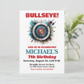 Bullseye Boogschieten Verjaardagsfeest Uitnodiging (Staand voorkant)