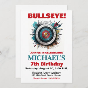 Bullseye Boogschieten Verjaardagsfeest Uitnodiging