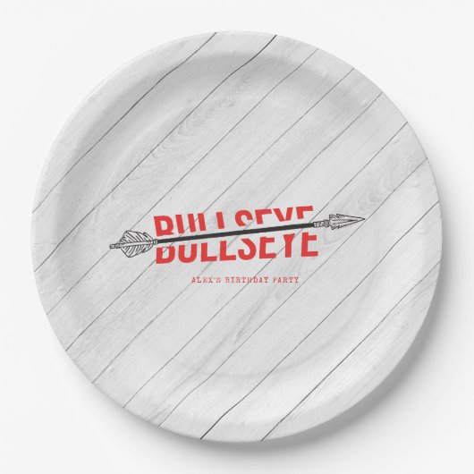 Bullseye Bow & Arrow Boogschieten Tween Verjaardag Papieren Bordje (Voorkant)