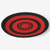 Bullseye, concentrische cirkels - zwart en rood papieren bordje (Gekanteld)