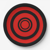 Bullseye, concentrische cirkels - zwart en rood papieren bordje (Voorkant)