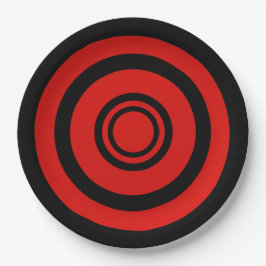 Bullseye, concentrische cirkels - zwart en rood papieren bordje