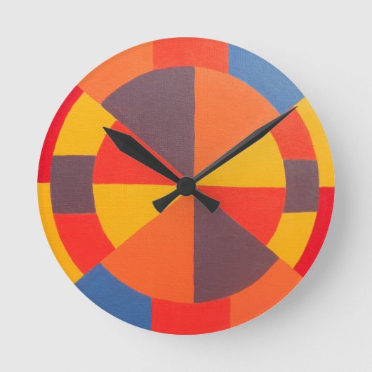 Bullseye Design Modern Orange Round Clock Ronde Klok (Voorkant)