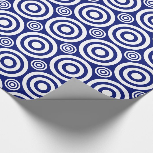 Bullseye-Gift Wrap-Blue-White Cadeaupapier (Hoek)