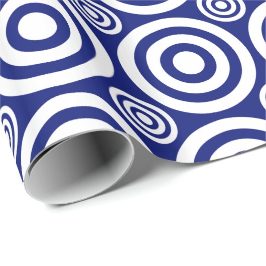 Bullseye-Gift Wrap-Blue-White Cadeaupapier (Rol Hoek)