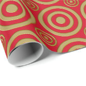 Bullseye-Gift Wrap-Gold-Red Cadeaupapier (Rol Hoek)
