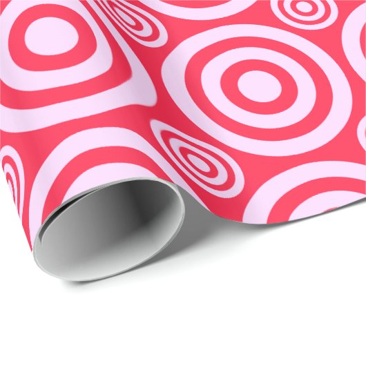 Bullseye-Gift Wrap-Roze-Wit Cadeaupapier (Rol Hoek)
