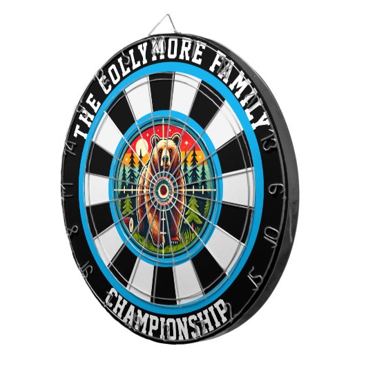 Bullseye Grizzly in het bos Dartbord (Voorkant Rechts)