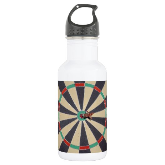 Bullseye in het dartboard, waterfles  (Voorkant)