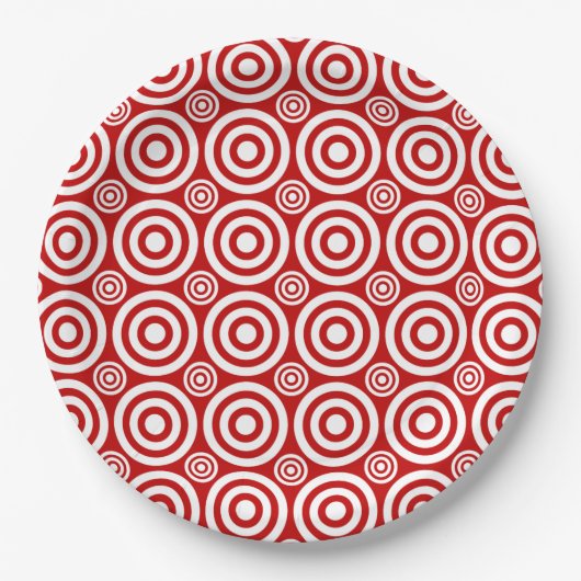 Bullseye-PAPER-BORDEN-rood-wit Papieren Bordje (Voorkant)