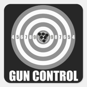 bullseye pistool control vierkante sticker